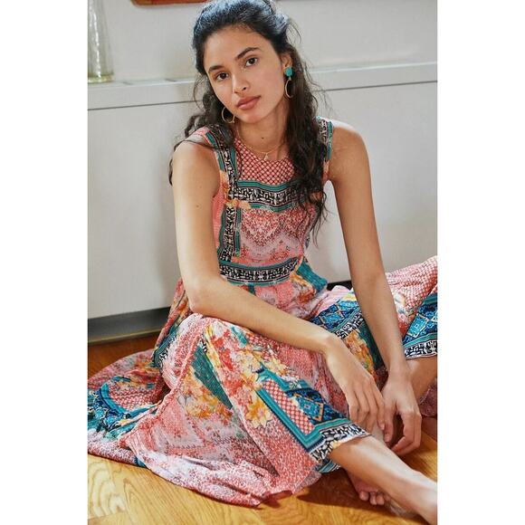 nwt ANTHROPOLOGIE BHANUNI by Jyoti sz 6 Alessandra maxi dress in pink - Picture 3 of 6